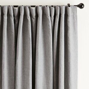 Pottery Barn Belgian Flax Linen Curtain Light Filtering 100 x 96 Flagstone Gray